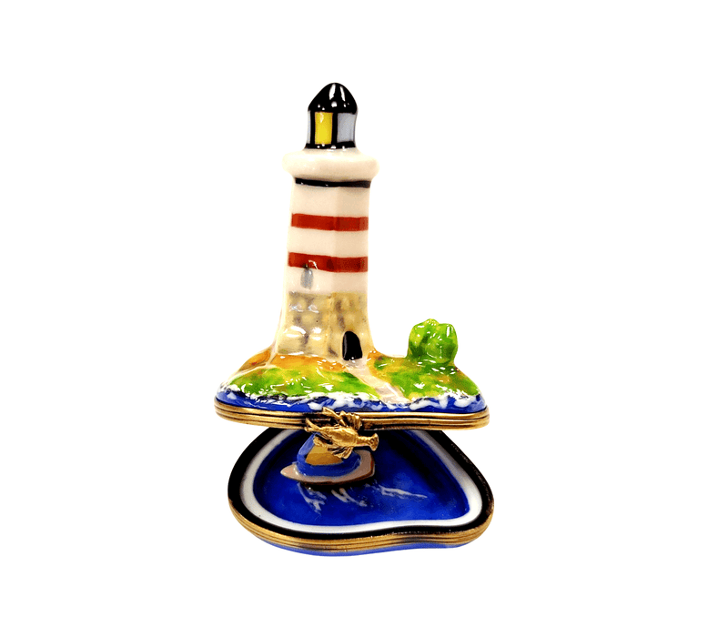 Lighthouse Boat Limoges Box for Sea Lovers Porcelain Limoges beach travel French Trinket Box