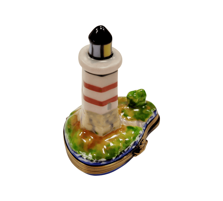 Lighthouse Boat on Ocean Limoges Box Porcelain Figurine-beach ocean travel LIMOGES BOXES-CH1R340
