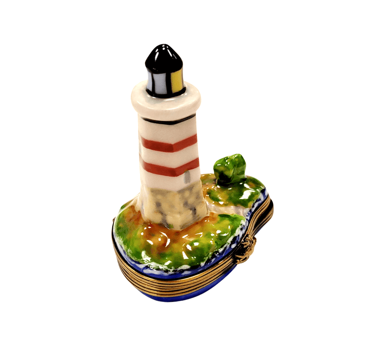 Lighthouse Boat on Ocean Limoges Box Porcelain Figurine-beach ocean travel LIMOGES BOXES-CH1R340
