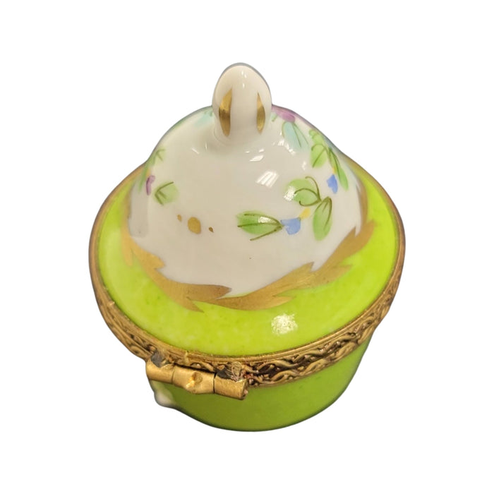 Lime Crown Top Pill Box for Elegant Collectors Porcelain Limoges shaped French Trinket Box