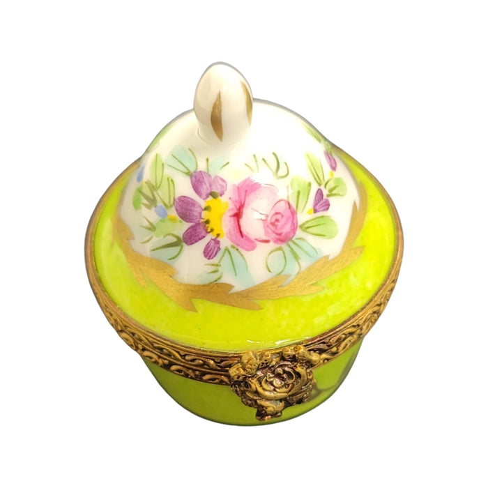Lime Crown Top Pill Box for Elegant Collectors Porcelain Limoges shaped French Trinket Box