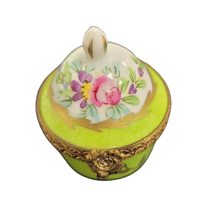 Lime Crown Top Pill Box for Elegant Collectors Porcelain Limoges shaped French Trinket Box
