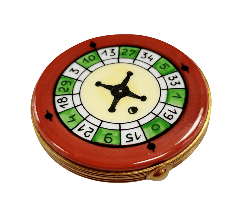 Limoges Roulette Wheel Box for Game Enthusiasts Porcelain Limoges games French Trinket Box
