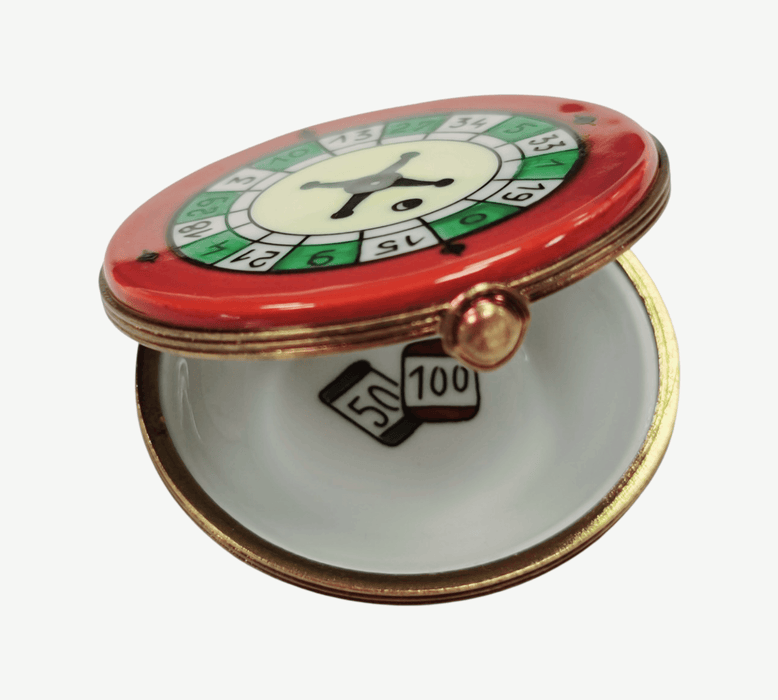 Limoges Roulette Wheel Box for Game Enthusiasts Porcelain Limoges games French Trinket Box
