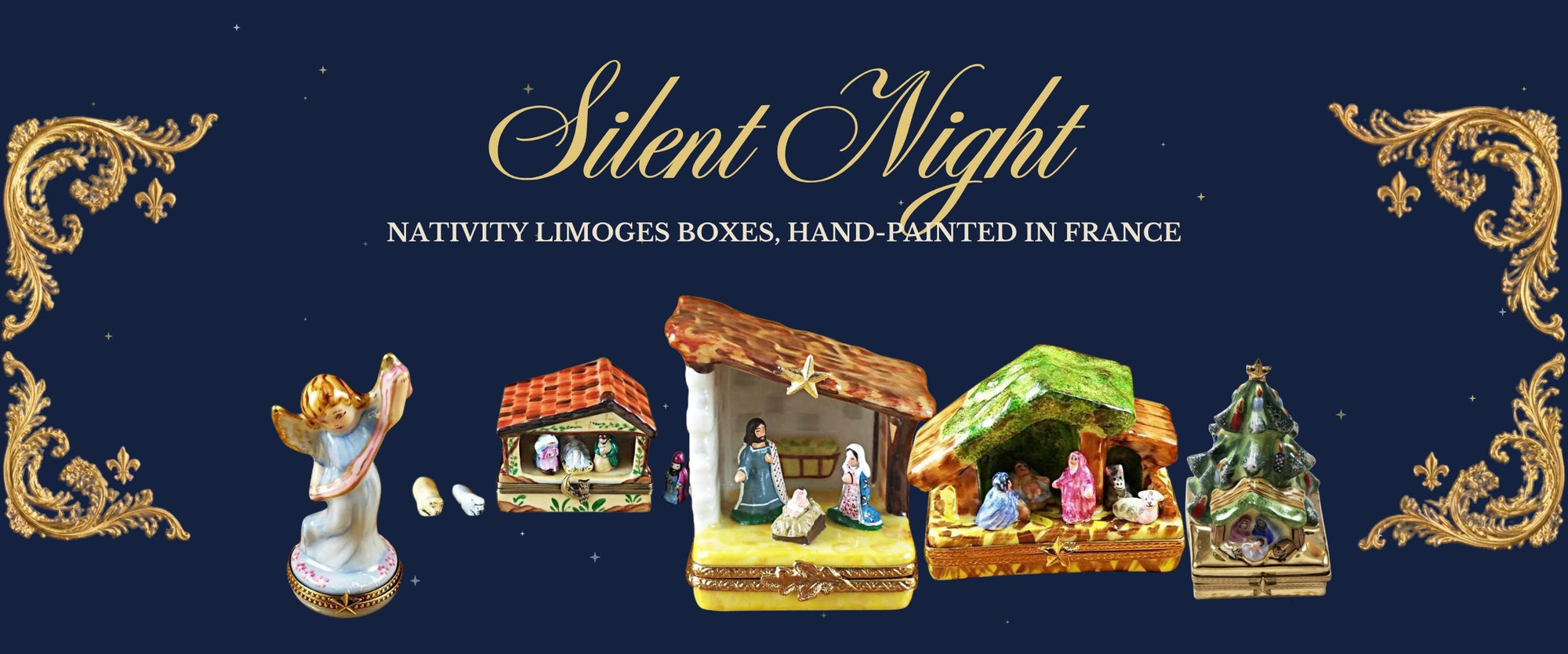 Nativity Limoges porcelain figurines hand-painted in France - Silent Night collection