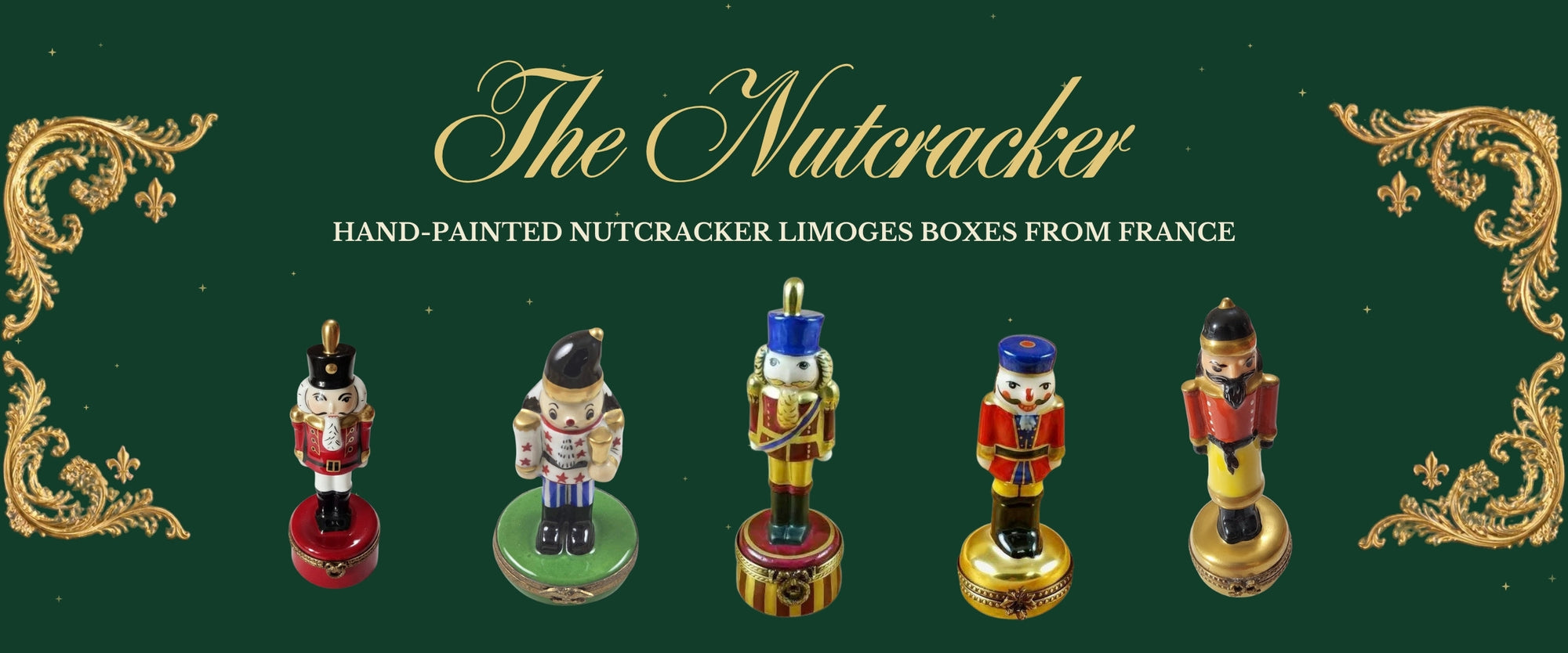 Nutcracker Limoges boxes - hand-painted French porcelain Christmas collection