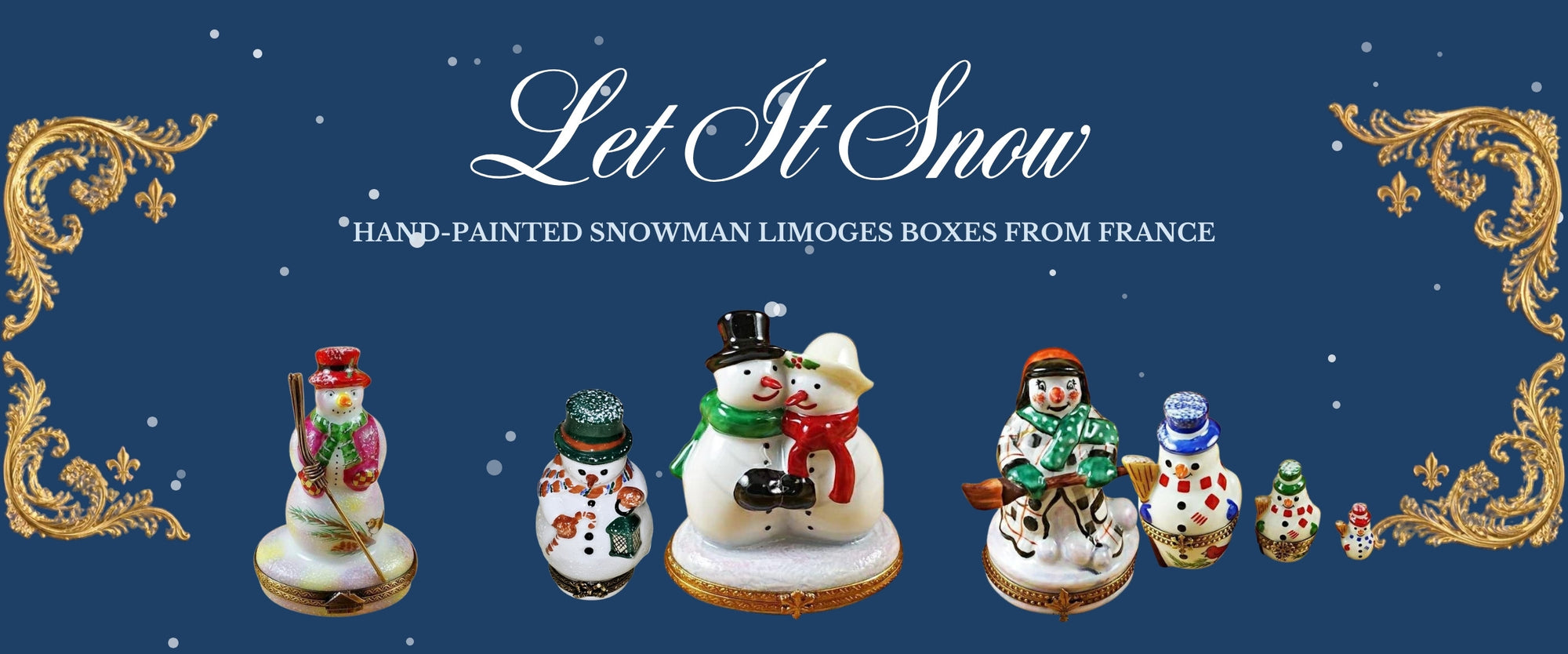 Snowman Limoges boxes hand-painted in France - Let It Snow Christmas collection