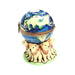 Lions Supporting Globe Figurine Porcelain Limoges travel cat wild French Trinket Box