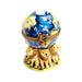 Lions Supporting Globe Figurine Porcelain Limoges travel cat wild French Trinket Box