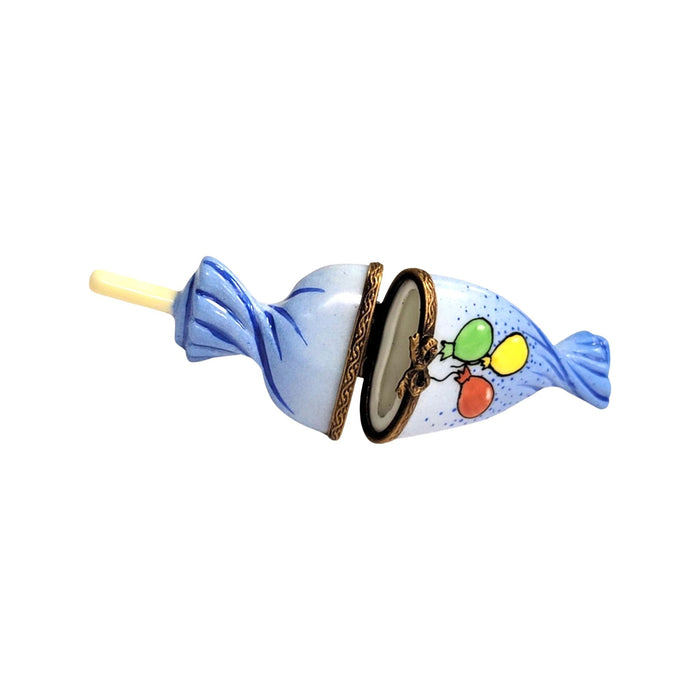 Lollipop Blue Balloon Delight for Collectors Porcelain Limoges Carnival Kids Dessert French Trinket Box