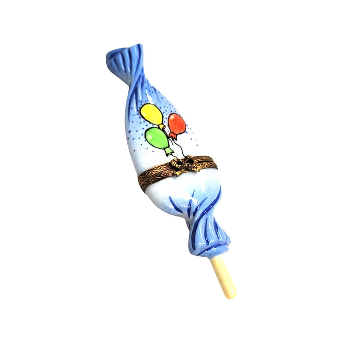 Lollipop Blue Balloon Delight for Collectors Porcelain Limoges Carnival Kids Dessert French Trinket Box