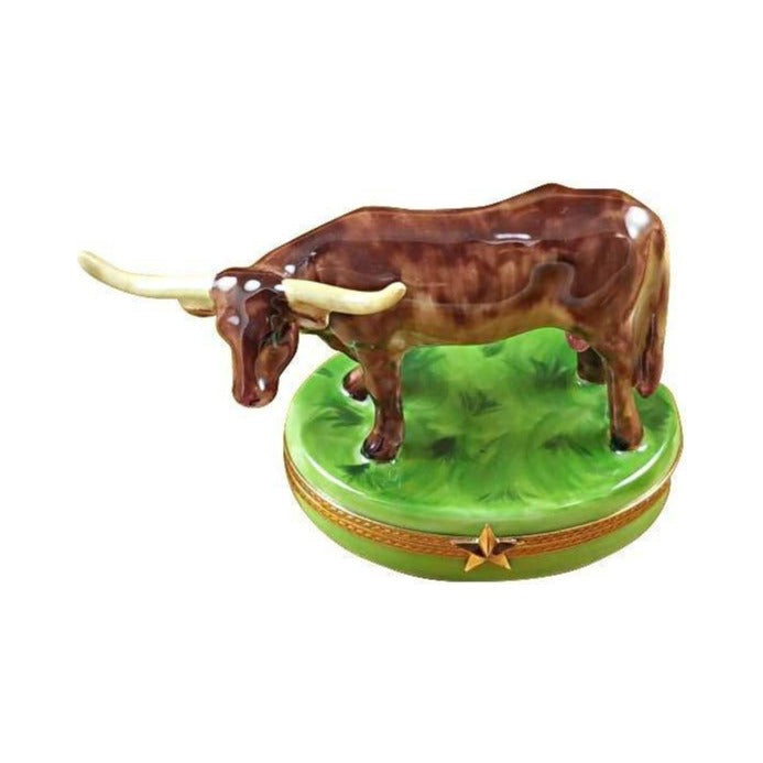 Genuine Rochard Longhorn Bull with Removable Insert Limoges box painted by hand in France, from Limoges Boutique