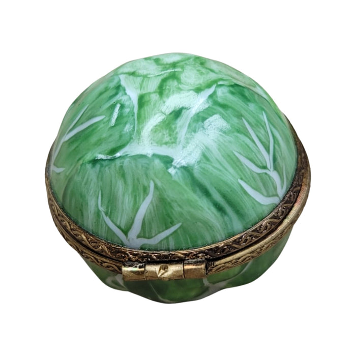 Lush Green Cabbage Limoges Box for Home Decor Porcelain Limoges vegetable French Trinket Box