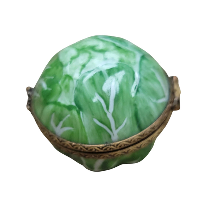 Lush Green Cabbage Limoges Box for Home Decor Porcelain Limoges vegetable French Trinket Box