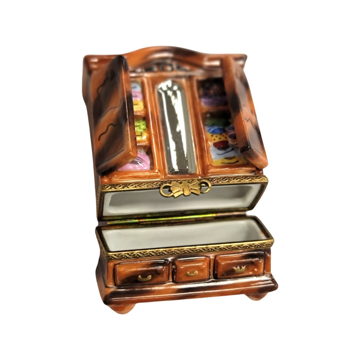 Hand-Painted Armoire Box for Luxurious Bedrooms Porcelain Limoges furniture French Trinket Box