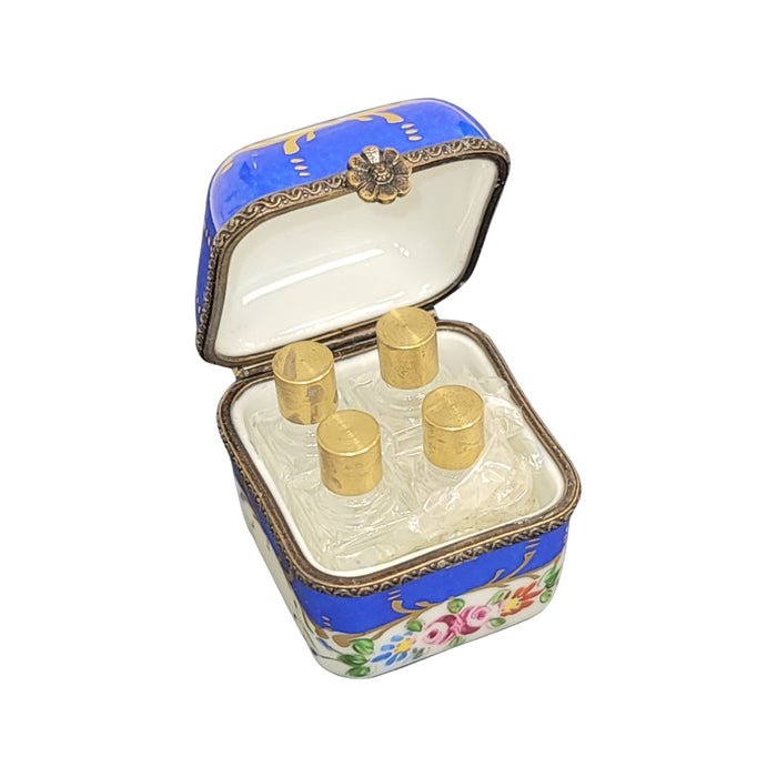 Luxury Blue Perfume Box for Elegant Gifting Porcelain Limoges Perfume French Trinket Box