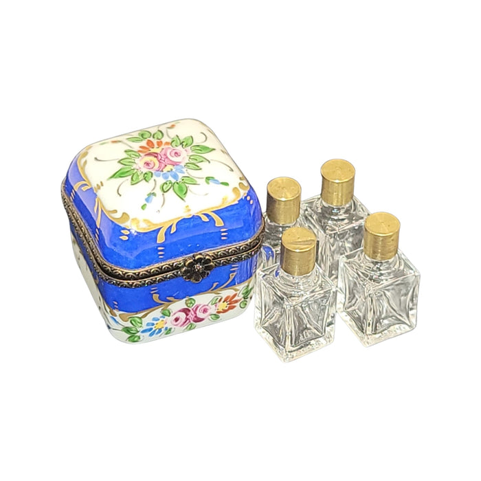 Luxury Blue Perfume Box for Elegant Gifting Porcelain Limoges Perfume French Trinket Box