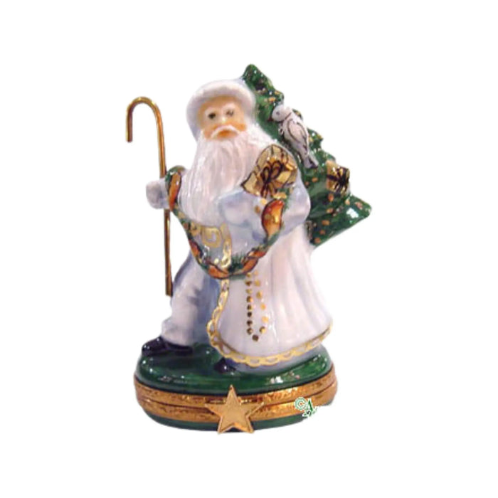 Evening Frost Limoges Box for Collectors Porcelain Limoges Santa Claus French Trinket Box