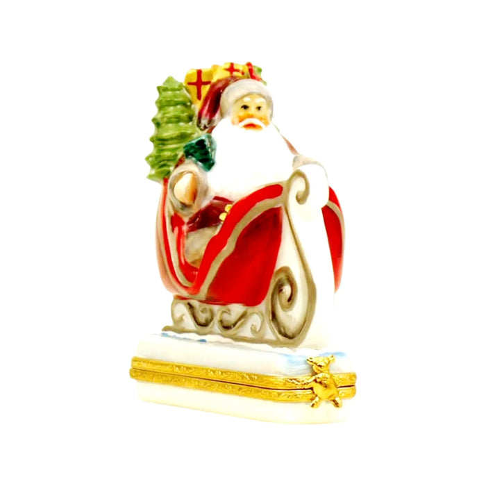 Santa Sleigh Limoges Box for Collectors Porcelain Limoges Santa Claus French Trinket Box