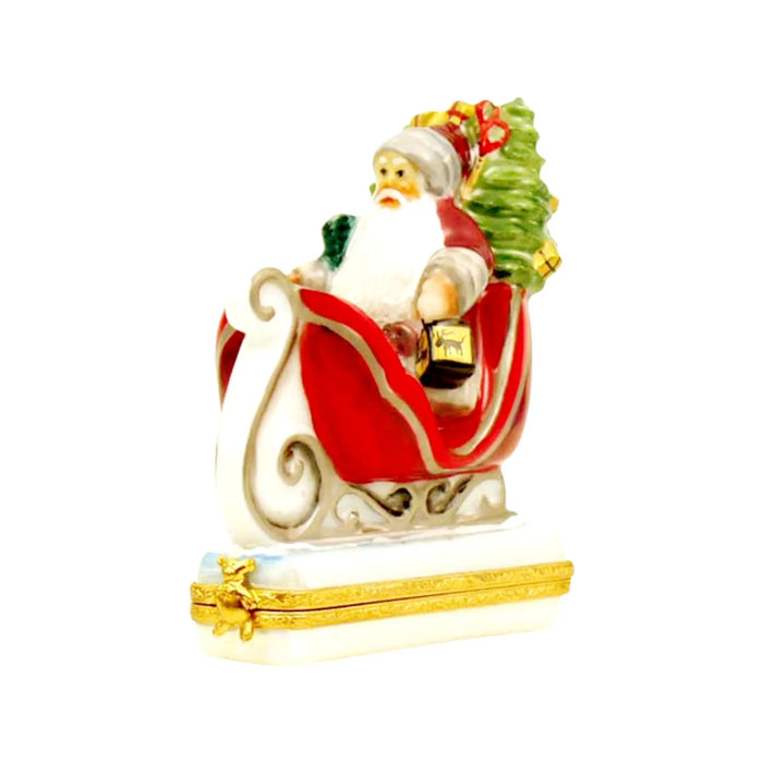 Santa Sleigh Limoges Box for Collectors Porcelain Limoges Santa Claus French Trinket Box