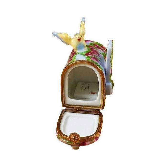Hand-painted Mailbox Wisteria Yellow Bird Limoges box, French artistry for lovers of fine art