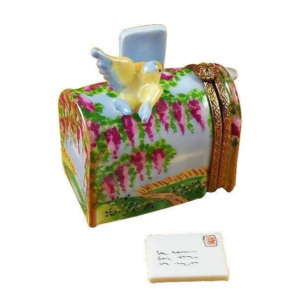 Wisteria Bird Mailbox Treasure for Collectors Porcelain Limoges Garden home French Trinket Box