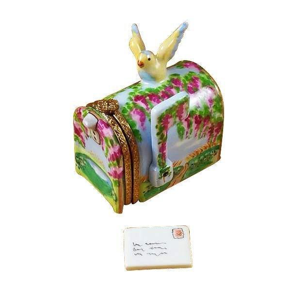 Wisteria Bird Mailbox Treasure for Collectors Porcelain Limoges Garden home French Trinket Box