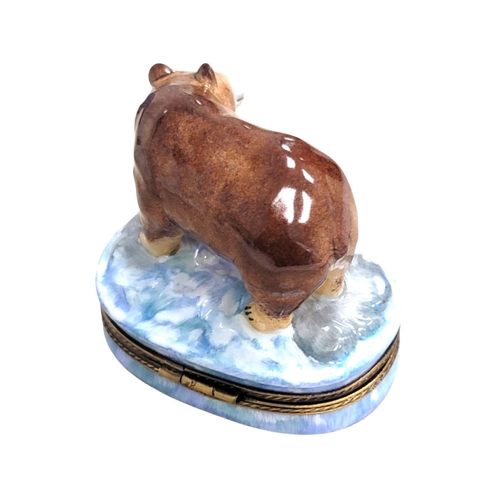 Majestic Brown Bear Limoges Box for Nature Lovers Porcelain Limoges bear French Trinket Box