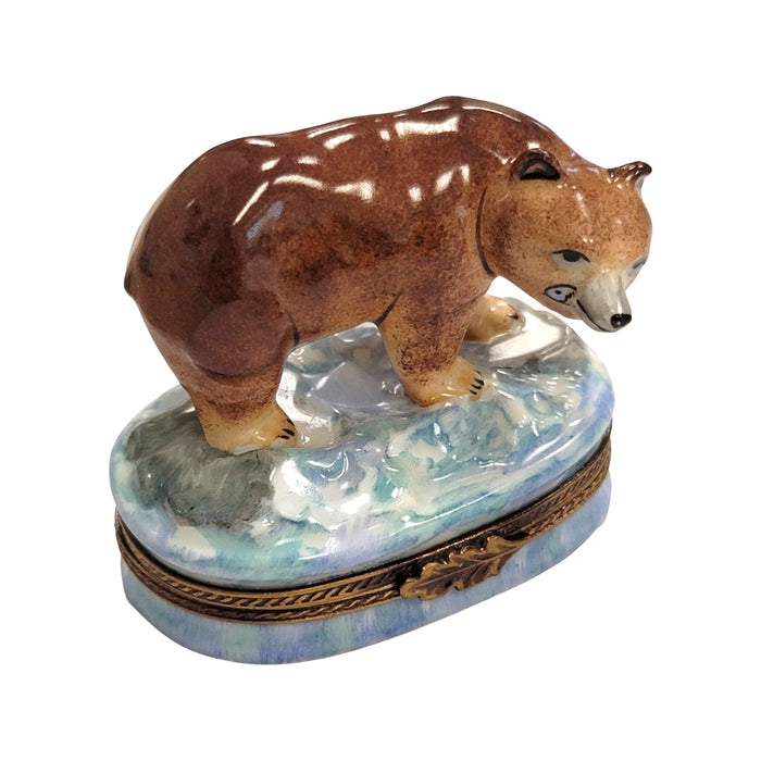Majestic Brown Bear Limoges Box for Nature Lovers Porcelain Limoges bear French Trinket Box