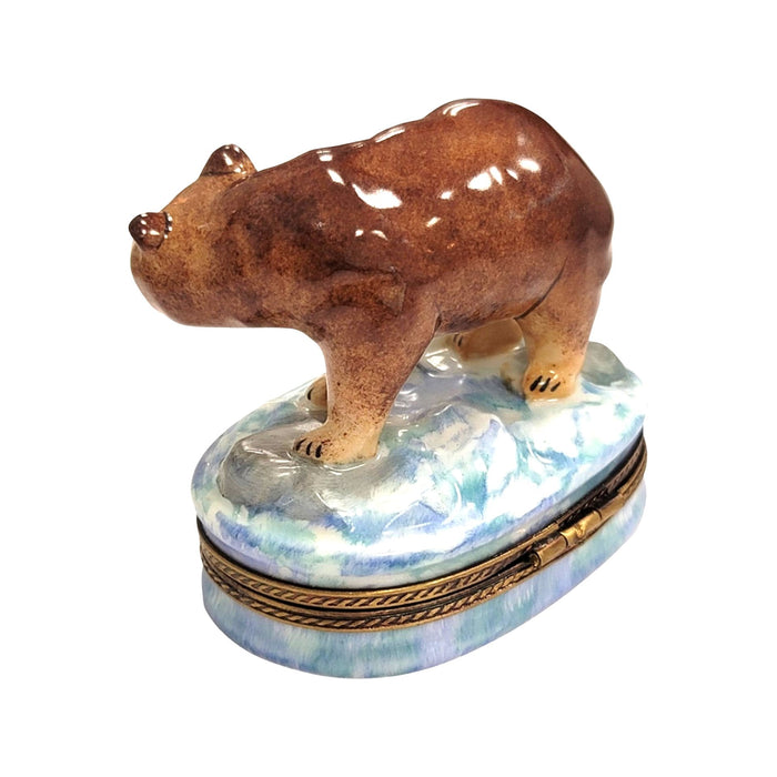 Majestic Brown Bear Limoges Box for Nature Lovers Porcelain Limoges bear French Trinket Box