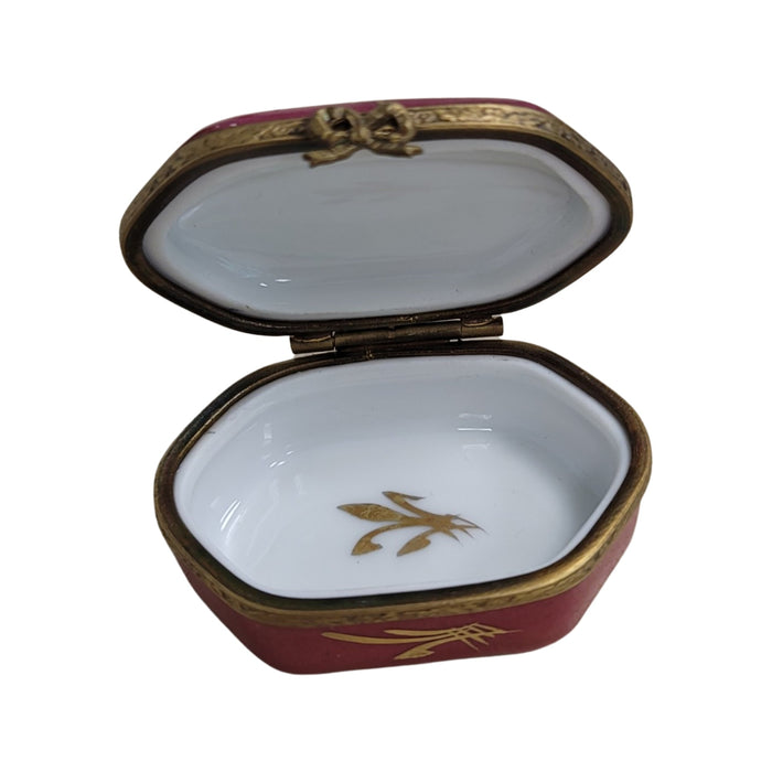 Maroon Floral Limoges Box for Elegant Gifting Porcelain Limoges shaped French Trinket Box