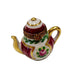 Maroon Floral Limoges Teapot for Tea Lovers Porcelain Limoges China French Trinket Box