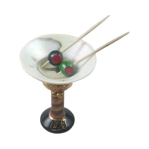 Limoges Boutique presents the Rochard Martini Glass with Olives, a genuine Limoges box painted by hand in France