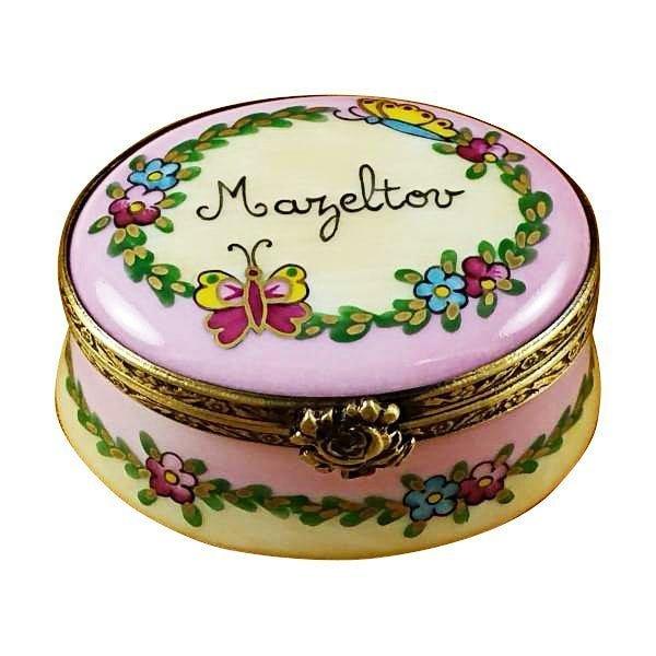 Mazeltov Oval Limoges Box for Elegant Decor Porcelain Limoges jewish French Trinket Box