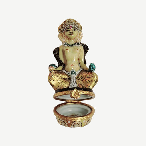 Mediating Egyptian Limoges Box Porcelain Figurine-travel spiritual religion-CH8C258