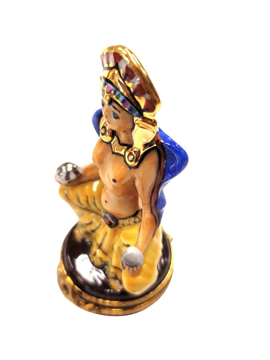 Mediating Egyptian Limoges Box Porcelain Figurine-travel spiritual religion-CH3S405