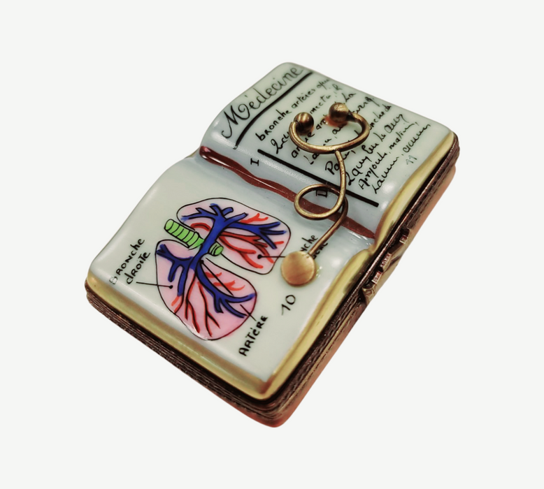 Medicine Book Limoges Box for Doctors Porcelain Limoges professional books French Trinket Box
