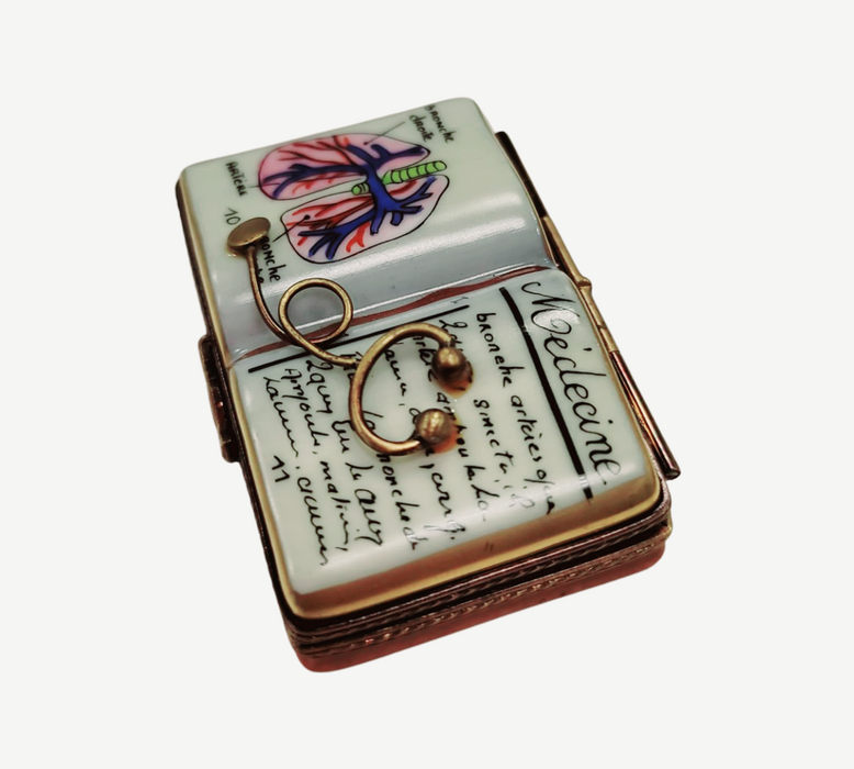 Medicine Book Limoges Box for Doctors Porcelain Limoges professional books French Trinket Box