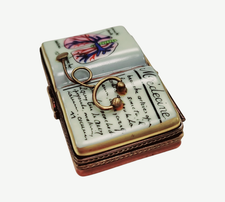 Medicine Book Limoges Box for Doctors Porcelain Limoges professional books French Trinket Box