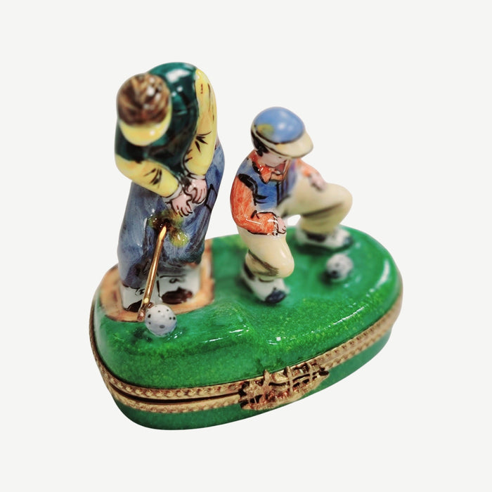 Golfing Men Limoges Box for Sports Lovers Porcelain Limoges golf French Trinket Box