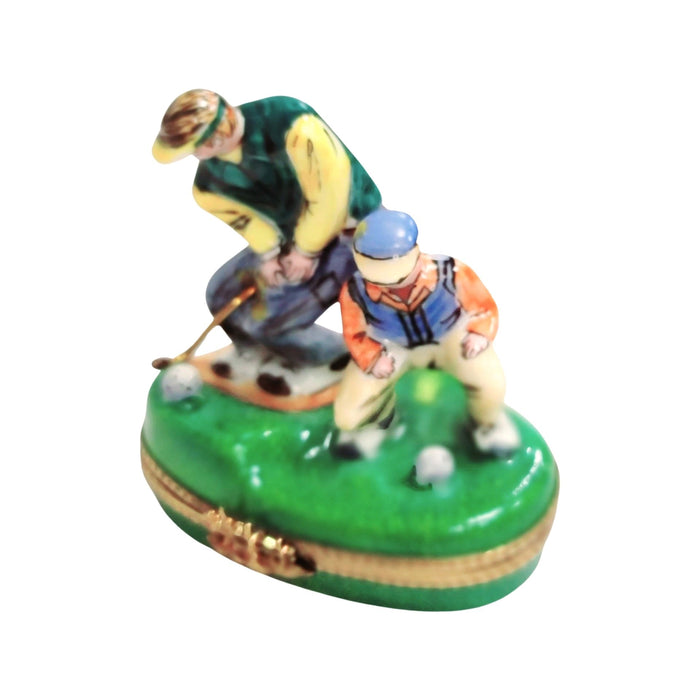 Golfing Men Limoges Box for Sports Lovers Porcelain Limoges golf French Trinket Box