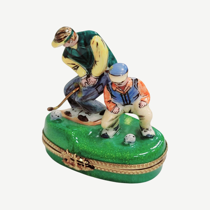 Golfing Men Limoges Box for Sports Lovers Porcelain Limoges golf French Trinket Box