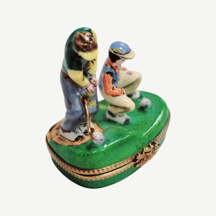Golfing Men Limoges Box for Sports Lovers Porcelain Limoges golf French Trinket Box