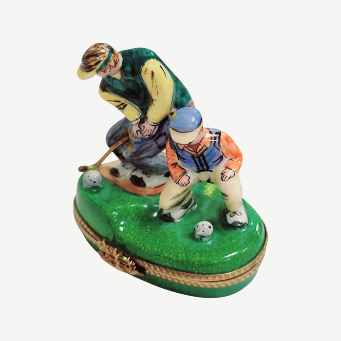 Golfing Men Limoges Box for Sports Lovers Porcelain Limoges golf French Trinket Box
