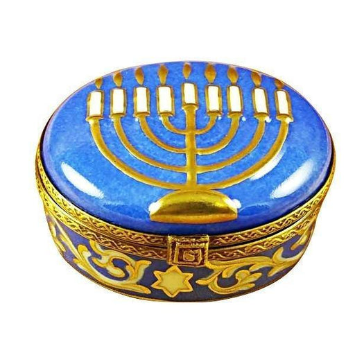 Blue Menorah Limoges Box for Collectors Porcelain Limoges jewish French Trinket Box