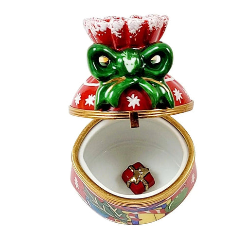 Merry Christmas Limoges Box for Holiday Cheer Porcelain Limoges xmas theme bag French Trinket Box