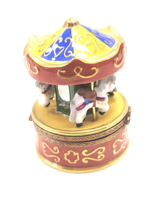 Merry Go Round Carousel Limoges Box Porcelain Figurine-Carnival-CH9J200