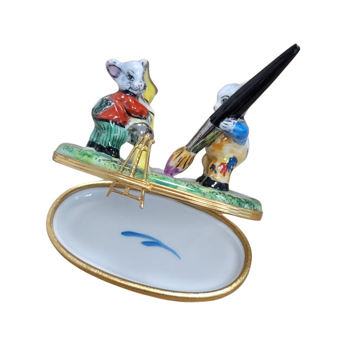 Mice Artists Limoges Box for Art Lovers Porcelain Limoges art mice rabbit love French Trinket Box