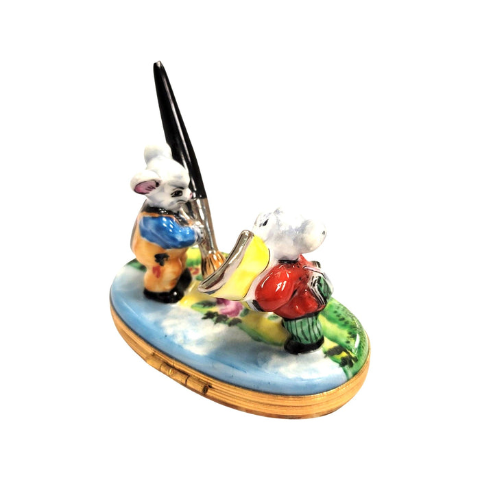 Mice Artists Limoges Box for Art Lovers Porcelain Limoges art mice rabbit love French Trinket Box