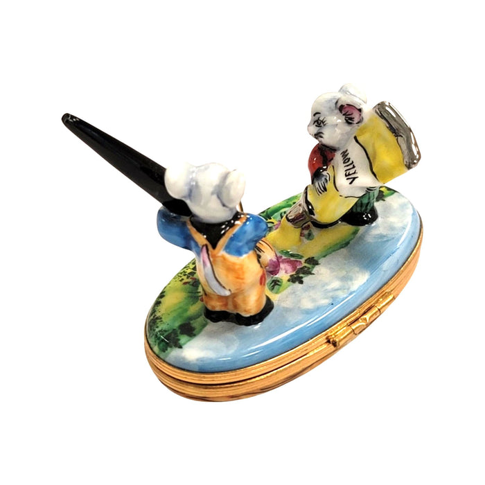 Mice Artists Limoges Box for Art Lovers Porcelain Limoges art mice rabbit love French Trinket Box